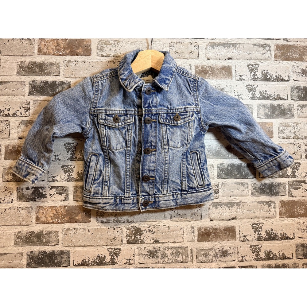 OshKosh B'gosh Denim Jacket Baby 18M Light Blue Acid Wash Trucker Jacket